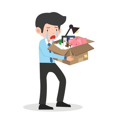 Sad Businessman With A Box In Hands Leaves Work 617984 Vector Art At