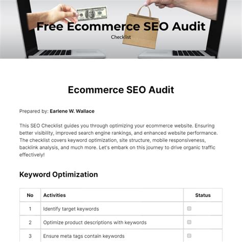 Ecommerce Seo Audit Checklist Template Edit Online And Download Example