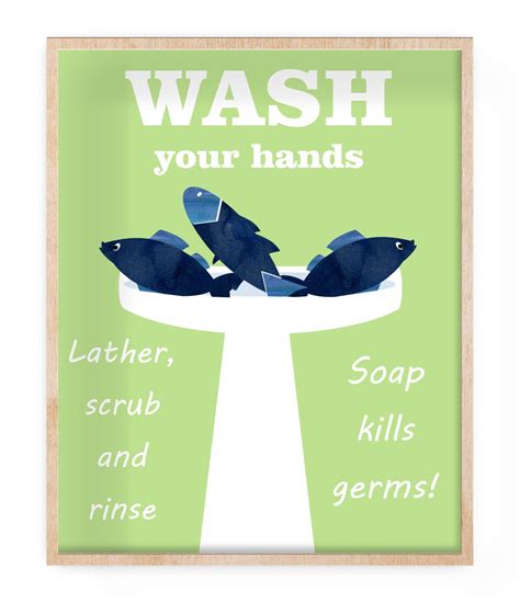 Bathroom Printable Signs Kids Nautical Bathroom Sign Wash Brush Wall