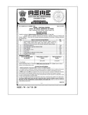 Fillable Online Msme Tc Nr Gov Tenders For Purchase Of Optical Emission