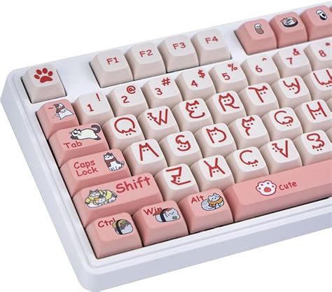 Amazon Gekucap Keys Cute Pink Keycaps Cat Planet Dye