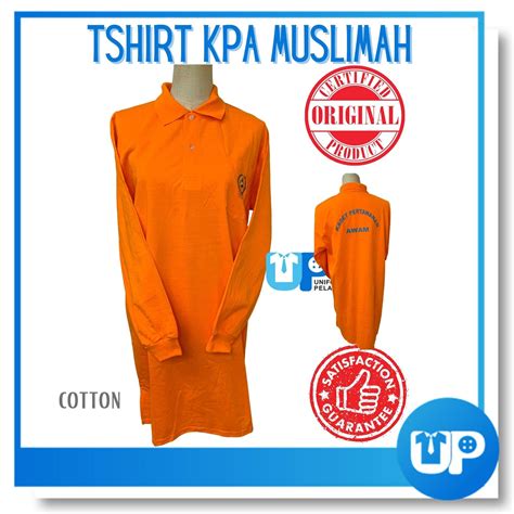 Kpa Kadet Pertahanan Awam T Shirt Muslimah Orange Color Cotton Uniform