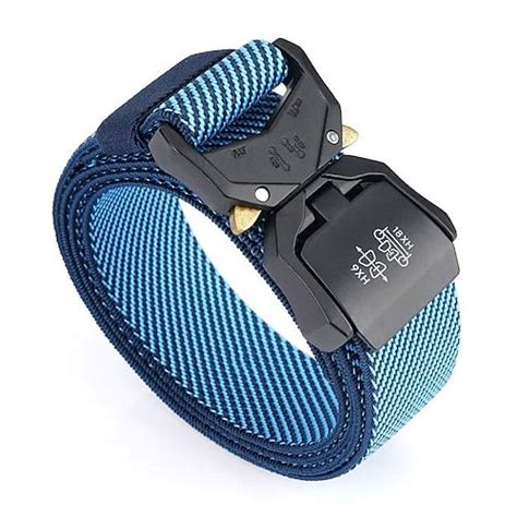 Men S Tactical Belt Nylon Web Work Belt Blue Green Polyster Alloy Retro