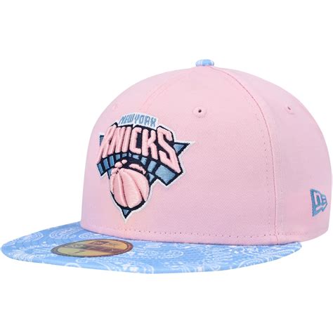 era  york knicks pinklight blue paisley visor fifty fitted hat