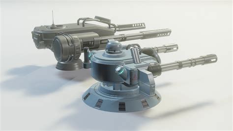 D Model Sci Fi Turrets Low Poly Game Ready D Model Pack Vr Ar Low