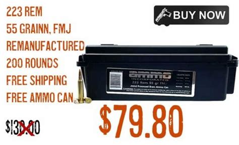 Ammo Inc Reman Grain Fmj Rnds Ammo Can Free S H