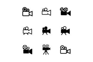 Movie Camera Icon Set Vector Graphic By Hoeda Creative Fabrica