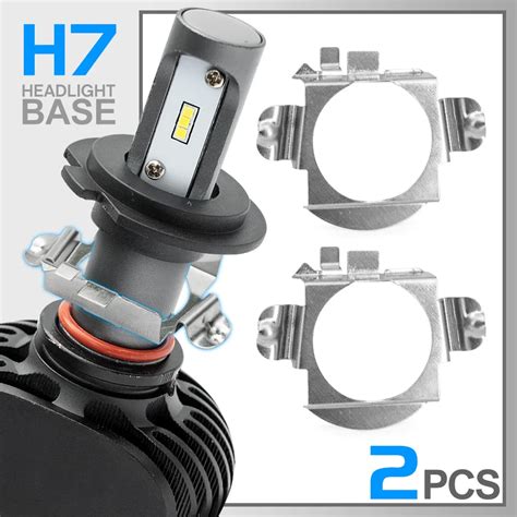 2Pcs H7 LED Headlight Bulb Base Holder Adapter Socket Retainer Clips