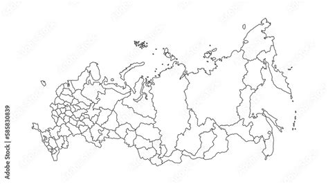 Russia map in outline black color isolated white background. Russia map ...