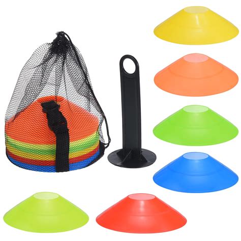 60Pack Soccer Cones Disc Cones Agility Cones with Strap for Drills