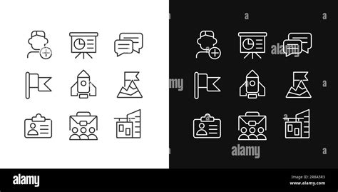 Career Goals Pixel Perfect Linear Icons Set For Dark Light Mode Stock