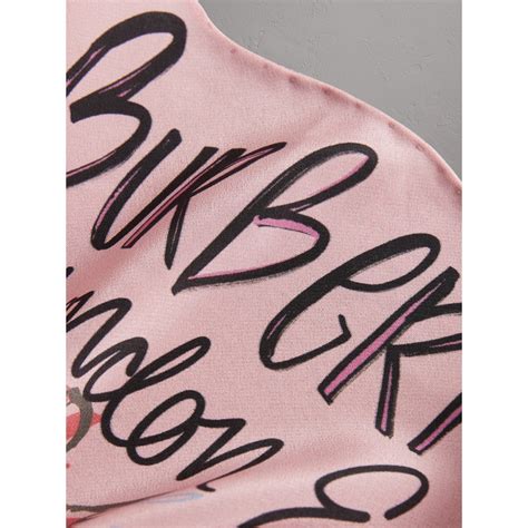 Postcard Print Silk Scarf in Bright Rose | Burberry United States