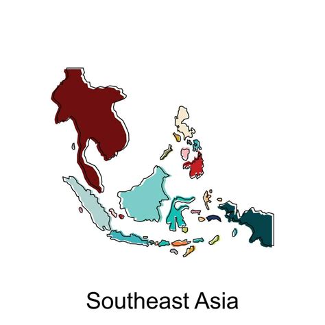 Map Of Southeast Asia Modern Geometric With Outline Vector Template