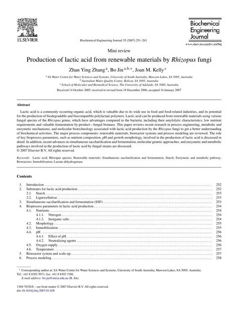 Pdf Production Of Lactic Acid From Renewable Materials By Rhizopus Fungi Dokumentips