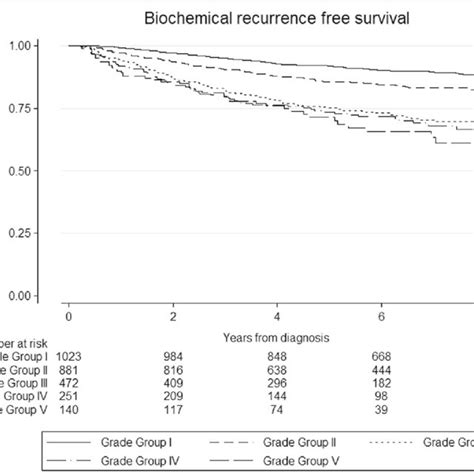 Unadjusted Kaplan Meier Survival Curves For Biochemical Recurrence Free