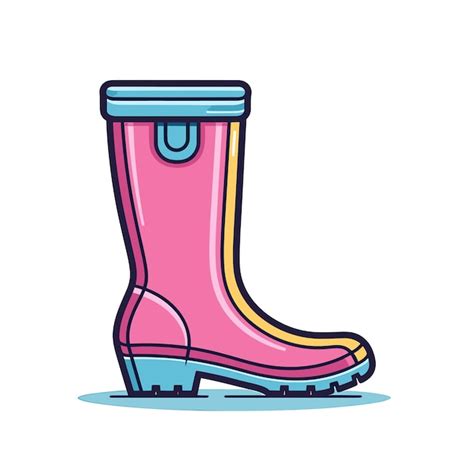 Vector De Una Bota De Lluvia Rosa Con Un Top Azul Sobre Un Fondo Blanco