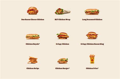 Burger king Crispy Chicken Menu Prices Ireland 2024