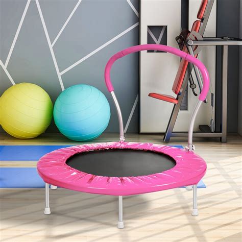 Peach Leaf 36 Foldable Round Indoor Kid Trampoline With Handlebar