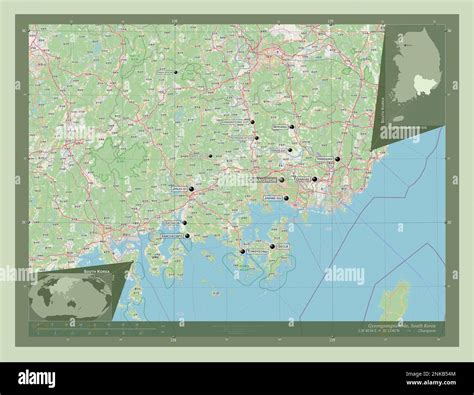 Gyeongsangnam-do, province of South Korea. Open Street Map. Locations ...