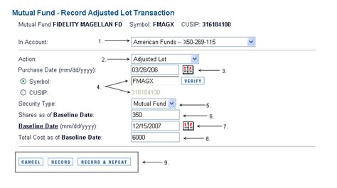 Mutual Fund Record Adjusted Lot Transaction