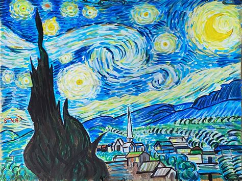 Vincent Van Goghs Starry Night With Watercolor On Behance