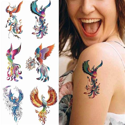 Amazon Dopetattoo Sheets Temporary Tattoo Phoenix Fake Phoenix