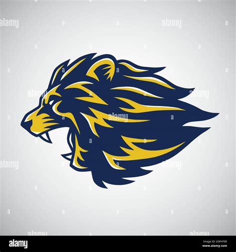 Roaring Lion Logo Vector Template Blue Yellow Stock Vector Image & Art ...