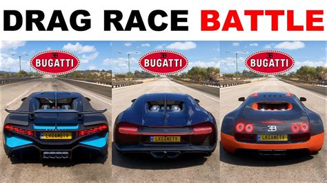 Fh5 Dragrace Bugatti Divo Vs Chiron Vs Veyron Youtube