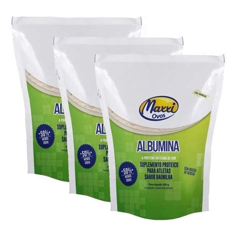 Kit 3x Albumina Clara Ovo 500g Maxxi Ovos Proteína Massa em Promoção