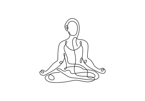 Continuous one line drawing of Woman sitting cross legged meditating ...