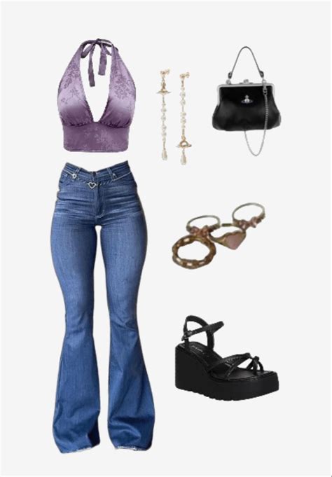 Flare Jeans Halter Top Jewelry Flared Jeans Outfit Summer Flare