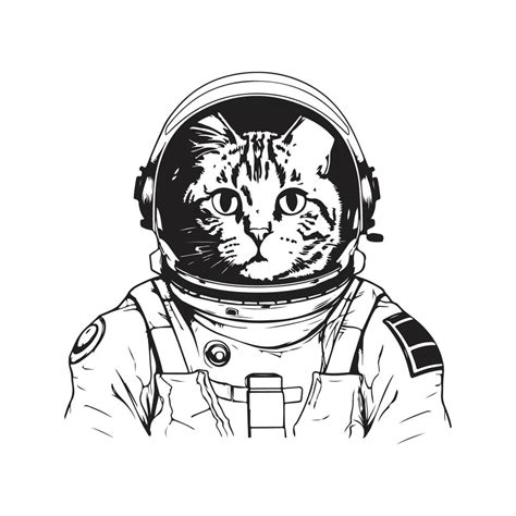 space suited cat astronaut, vector concept digital art ,hand drawn ...