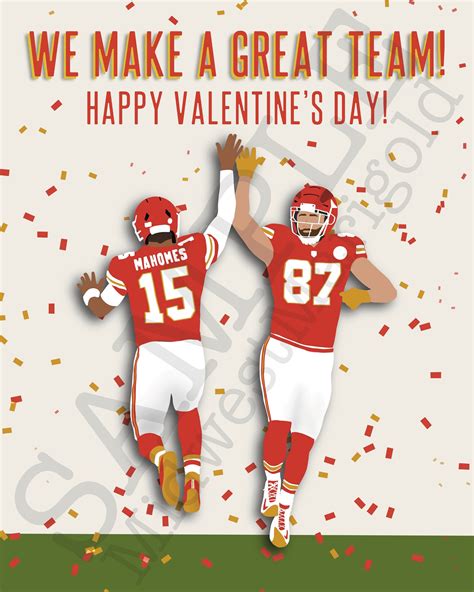 Kansas City Chiefs Printable Valentines Day Cards Patrick Etsy