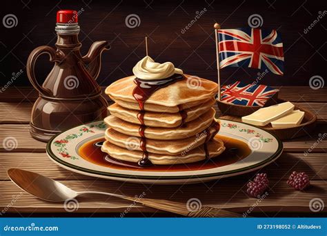 Pancake Day Delicious Traditional British Breakfast With Crispy And