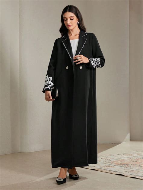 Shein Najma Abaya Stile Arabo Con Collo A Bavero Maniche Lunghe