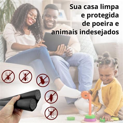 Protetor Rolinho Veda Porta Imperme Vel Cm Sem Costura Preto