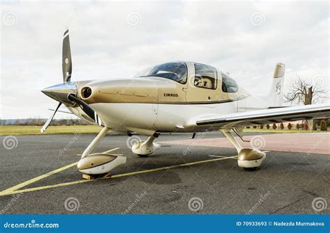single piston aircraft  runway editorial stock photo image