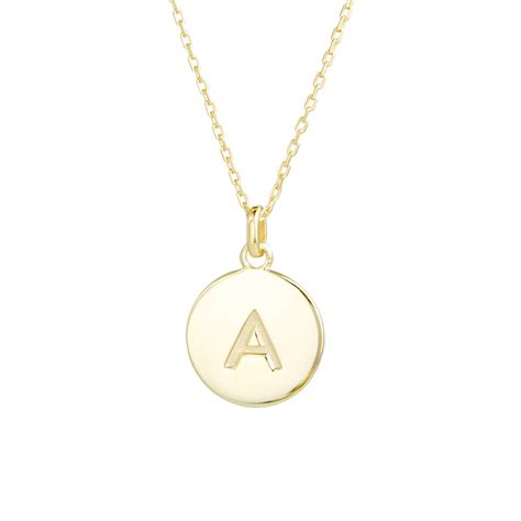 Monogram Disc Gold Pendant Necklace