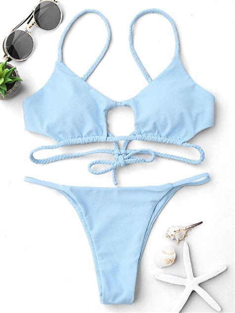 Cutout Braided Bralette String Bikini Set Cute Swimsuits Women