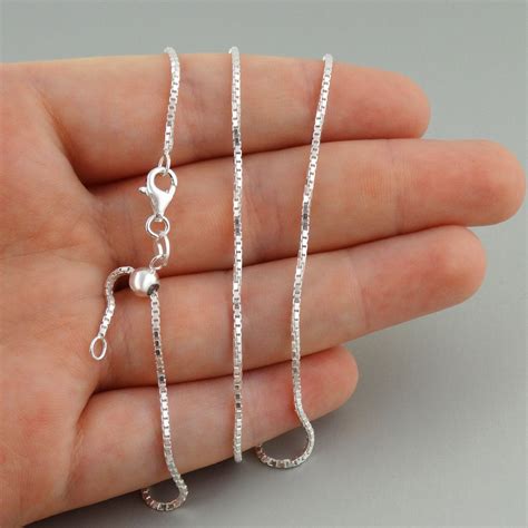 925 Sterling Silver Adjustable 12mm Box Chain Necklace Adjusts Up To