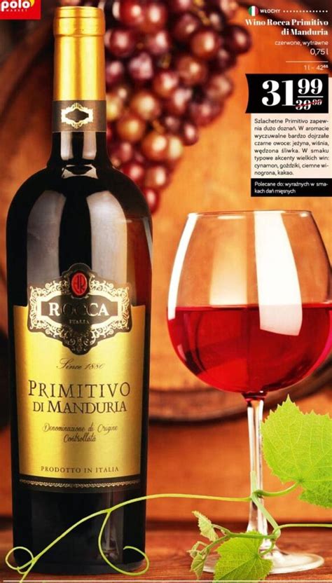 Promocja Rocca Primitivo Wino Di Manduria Czerwone Wytrawne L