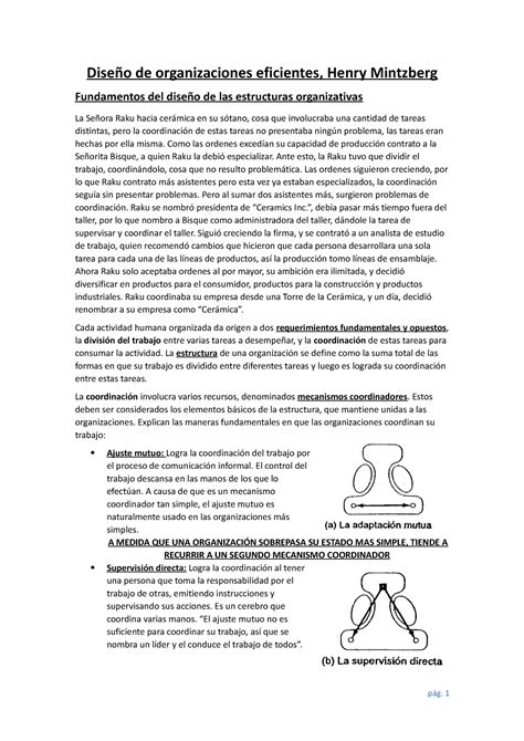 Resumen Mintzberg Diseño de organizaciones eficientes Henry