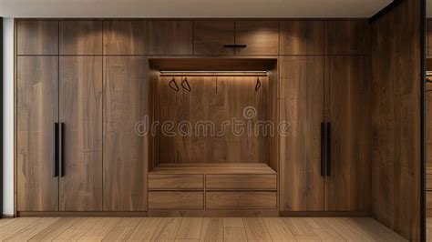 Modern Wooden Closet with Built-in Drawers Stock Illustration ...