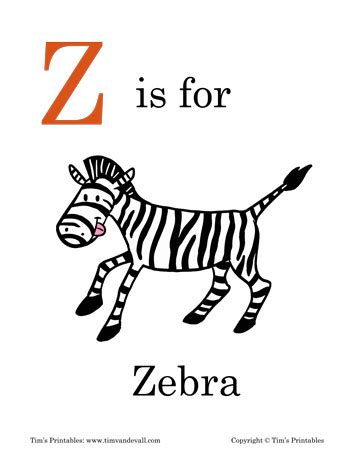 Z is for Zebra Printable - Tim's Printables