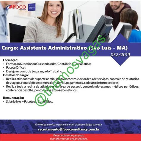 Assistente Administrativo 01 Vagas São Luís Ma Themos Vagas