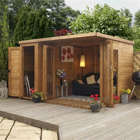 10 X 8 Waltons Contemporary Summerhouse With Side Shed Lh Summer