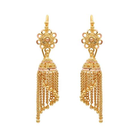 22k Gold Beaded Jhumka Earrings 1350g Queen Of Hearts Jewelry