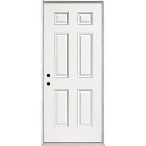 Masonite 36 X 80 White Right Hand Inswing 6 Panel Steel Prehung Front Door Hd Supply