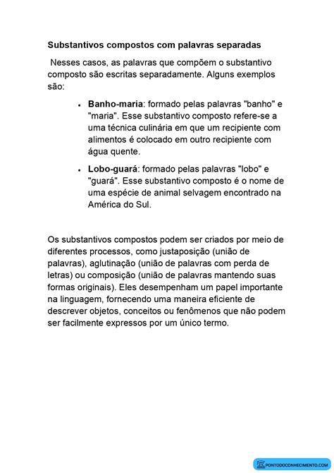 O que é um Substantivo composto? - Ponto do Conhecimento