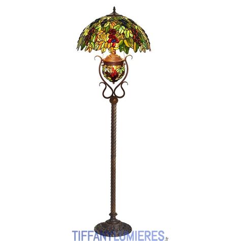 Lampadaire Vitrail Tiffany R Tro Raisin Cm France